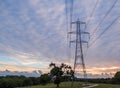 power line passing overhead electricity wire of the support carrying the light and the heat in the house Royalty Free Stock Photo