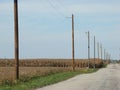 Power line poles in a row