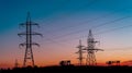 Power Line. pylon against a blue sky Royalty Free Stock Photo