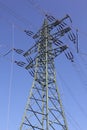 Power line pylon with electrical equipment Royalty Free Stock Photo