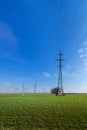 Power line summer landscape Royalty Free Stock Photo