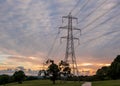 power line passing overhead electricity wire of the support carrying the light and the heat in the house Royalty Free Stock Photo