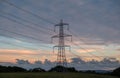 power line passing overhead electricity wire of the support carrying the light and the heat in the house Royalty Free Stock Photo