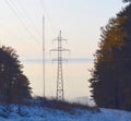 Power line and TV mast Royalty Free Stock Photo