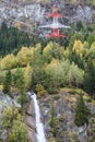 Power line and waterfall Royalty Free Stock Photo