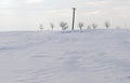 Power line in winter landscape Royalty Free Stock Photo