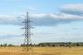 Power lines air and power supply, landscape Royalty Free Stock Photo