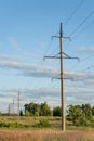 Power lines air and power supply, landscape Royalty Free Stock Photo
