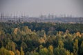 power lines in the Chernobyl exclusion zone Royalty Free Stock Photo