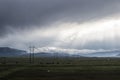 Power lines and clouds