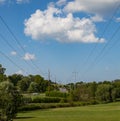 Power Lines, Dramatic Sky, Subdivision Royalty Free Stock Photo