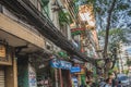 Power lines electric cables in the city streets of Hanoi, Vietnam Royalty Free Stock Photo