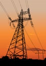 Power lines and electric pylons Royalty Free Stock Photo