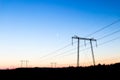 Power lines on evening sky background