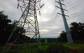 Power Lines, high voltage. Transmission towers. Jersey NJ Royalty Free Stock Photo