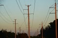 Power Lines, high voltage. Transmission towers. Royalty Free Stock Photo