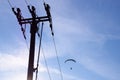 Power Lines And Parachute Royalty Free Stock Photo