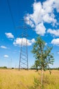 power lines. Pylon and transmission power line. High voltage lin Royalty Free Stock Photo