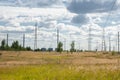 power lines. Pylon and transmission power line. High voltage lin Royalty Free Stock Photo