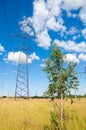 power lines. Pylon and transmission power line. High voltage lin Royalty Free Stock Photo