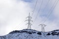 Power Lines on Snow Covered Hills Royalty Free Stock Photo