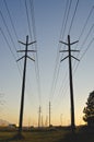 The power lines in the summer sky of the industry parkland Royalty Free Stock Photo