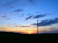 Power lines at sunset Royalty Free Stock Photo