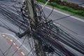 Power lines telephone lines cables messy