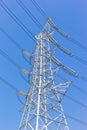 Power lines towers sky background Royalty Free Stock Photo