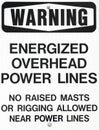 Power lines warning sign for sailboats