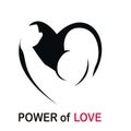 Power of love with muscle flat icon