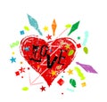 Love symbol, grunge style vector illustration