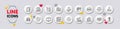 Power, Manual doc and Entrance line icons. For web app, printing. White buttons 3d icons. Vector