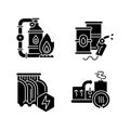 Power manufacturing black glyph icons set on white space