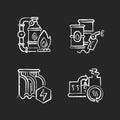 Power manufacturing chalk white icons set on black background Royalty Free Stock Photo