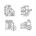 Power manufacturing linear icons set Royalty Free Stock Photo