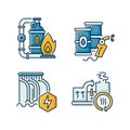 Power manufacturing RGB color icons set Royalty Free Stock Photo