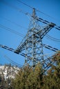 Power mast of a high voltage transmission line Royalty Free Stock Photo