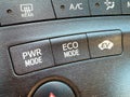 Power mode, Eco mode and Ev driving mode buttons in hybrid car Royalty Free Stock Photo