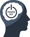 The Power Off icon in the silhouette of the head Royalty Free Stock Photo