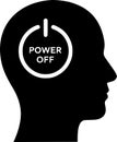 The Power Off icon in the silhouette of the head Royalty Free Stock Photo