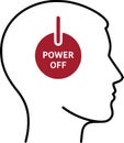 The Power Off icon in the silhouette of the head Royalty Free Stock Photo