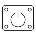 Power on off thin line icon. Power button vector illustration isolated on white. Start outline style design, designed Royalty Free Stock Photo