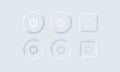 Power on off user Interface. Neumorphism icons. Power icon. On off buttons. User interface elements for mobile app. UI icons set.