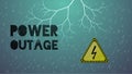 Power Outage banner. Bad Weather, Rain with Lightning