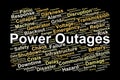 Power Outage Effects Word Cloud. Critical Impact of Blackouts on Systems and Society Royalty Free Stock Photo