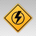 Power outage icon. Electric symbol. Yellow attention sign isolated on background. Power outage warning. Electrical work progress.