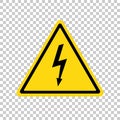 Power outage icon. Symbol electrical safety. Sign without electric. Black lightening. Yellow triangular. Caution warning triangle.