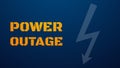 Power outage illustration. Stencil yellow text with electricity symbol