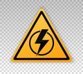 Power outage. Symbol without electricity. Triangular yellow and black icon of electricity. Warning logo. Caution. Electricity Royalty Free Stock Photo